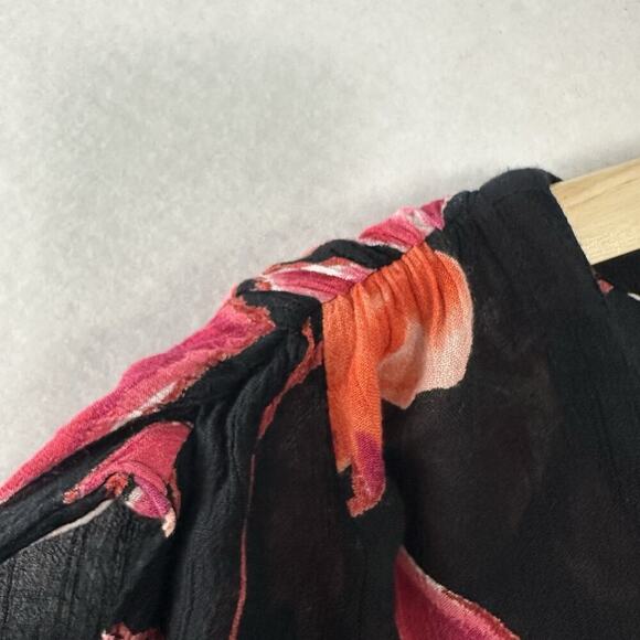 Vtg American Angel Dress Womens 3X Black Floral Maxi Flowy Gauzy Semi Sheer 90s - Picture 3 of 16